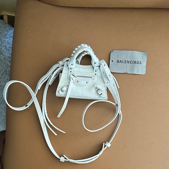 Balenciaga Mini Nano Bag in White Croc NWT Strap classic top handle - Picture 1 of 9